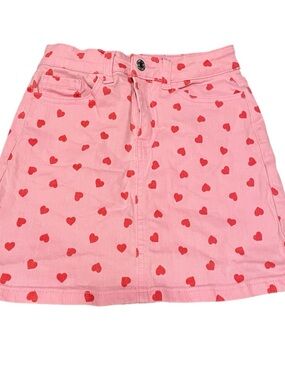 fabkids Pink Skirt with Red Heart Print